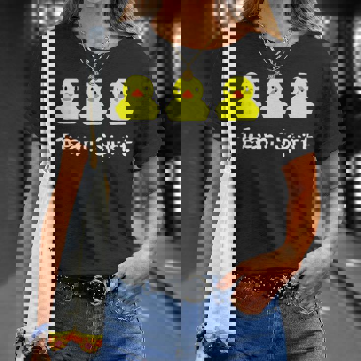 Teampirit Three イエローラバーダックグラフィックプリント Tシャツ 彼女への贈り物