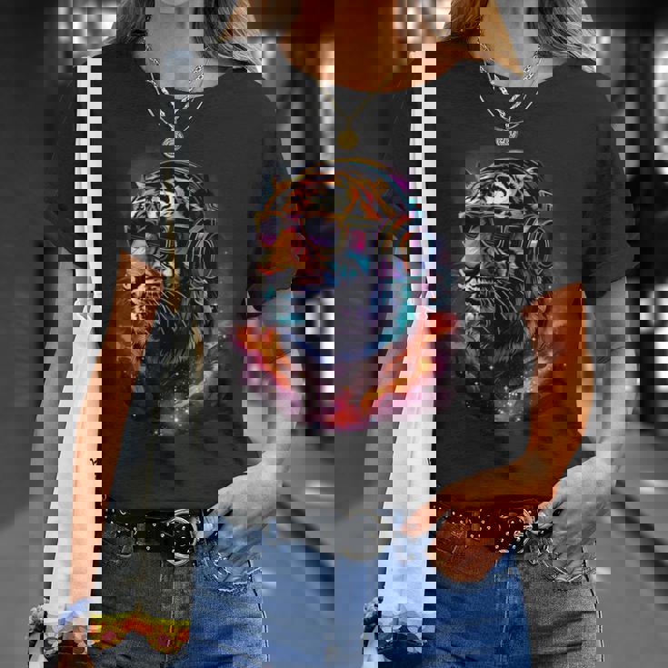 Tiger Dj テクノ Edm ミュージックヘッドフォン アートワーク ビートメーカー Tシャツ 彼女への贈り物