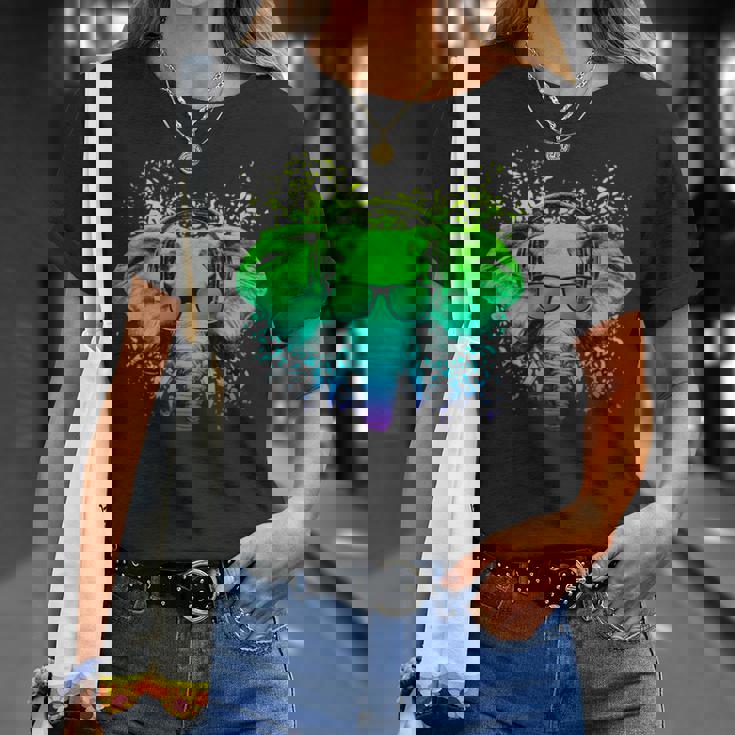 Trippy Dj Cadeau Pour Ravers Techno House Éléphant Psychédélique T-Shirt Cadeaux pour elle