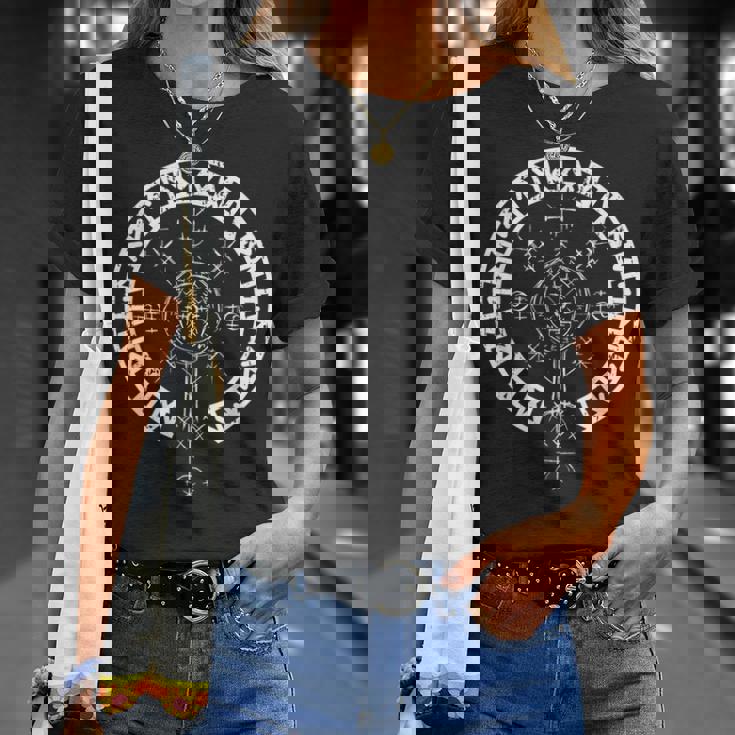 Vegvisir バイキング ルーン文字サークルバイキング Tシャツ 彼女への贈り物