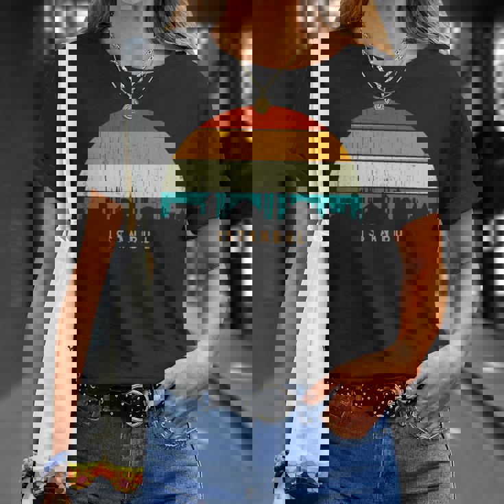 Vintage Retrotyle City Turkeykyline Cityscape Istanbul 長袖tシャツ Tシャツ 彼女への贈り物