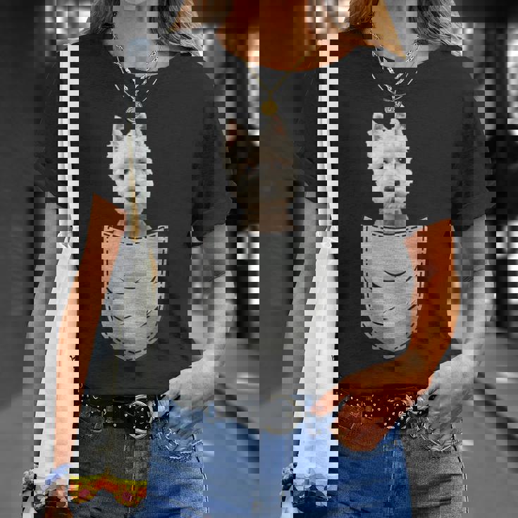 Westie ホワイトハイランドテリアポケット 犬の飼い主用 Tシャツ 彼女への贈り物