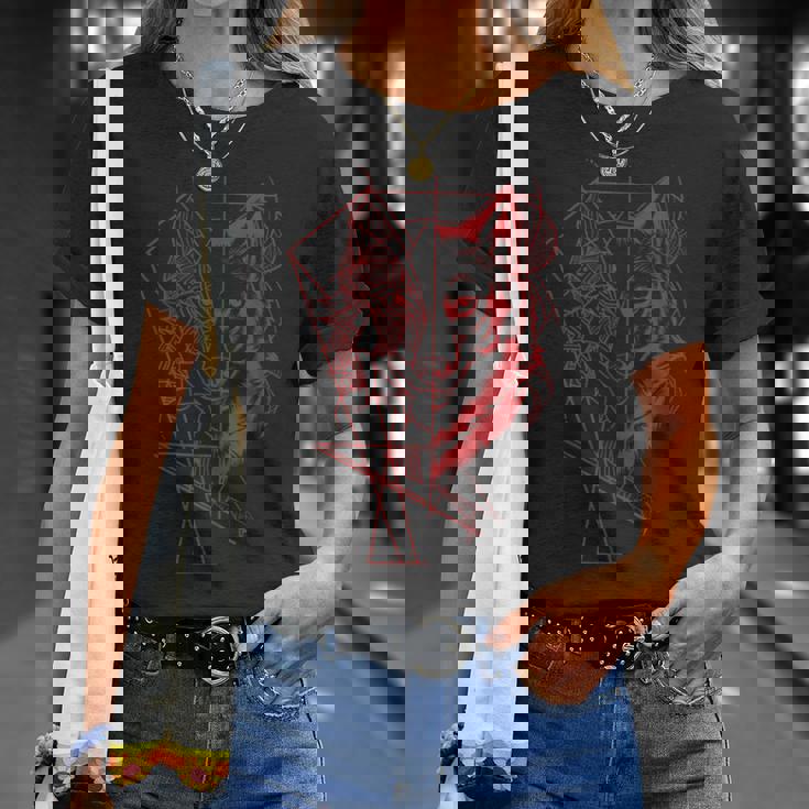 Wolf Products 幾何学模様 アウトドア オオカミ Tシャツ 彼女への贈り物