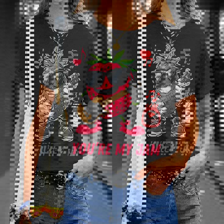 You're My Jam ファニーストロベリー ギターを弾く スイートハートジャム Tシャツ 彼女への贈り物