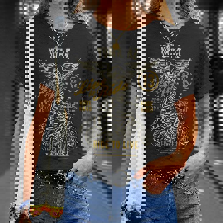 Yuma Az Usa アンティーク調スタイル オートバイデザイン Tシャツ 彼女への贈り物