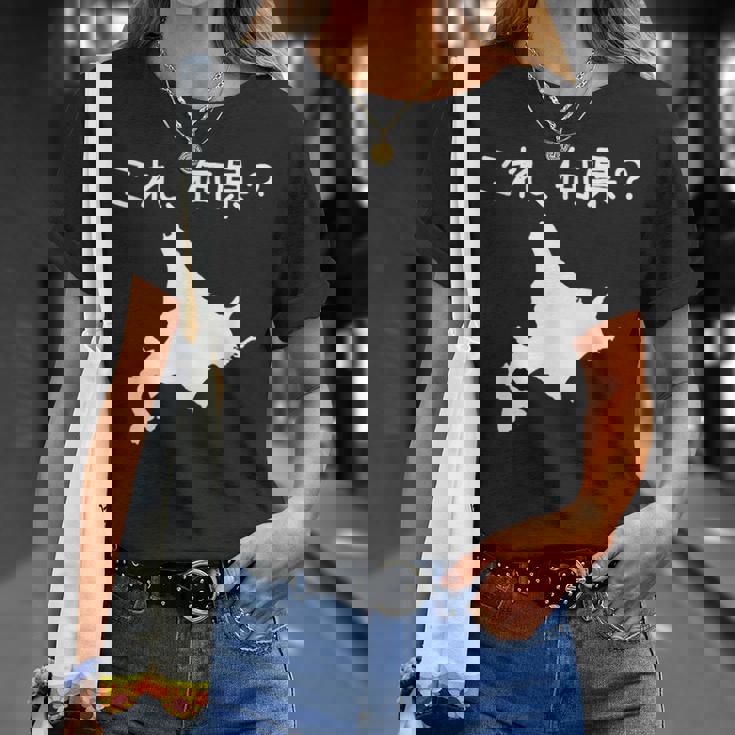 【これ、何県？】北海道 都道府県 クイズ 小学生 遊び心 パズル 地図 シルエット 地理 先生 おもしろ 面白い ネタ Tシャツ 彼女への贈り物