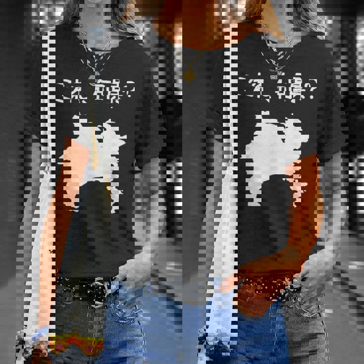 【これ、何県？】神奈川県 都道府県 クイズ 小学生 遊び心 パズル 地図 シルエット 地理 先生 おもしろ 面白い ネタ Tシャツ 彼女への贈り物