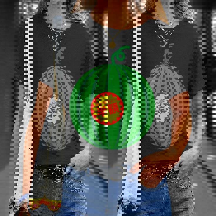 【スイカ】（半額シール）遊び心 おもしろ 夏服 面白い お笑い ユーモア ギャグ ネタ ウケ狙い 笑える 変な 食べ物 Tシャツ 彼女への贈り物