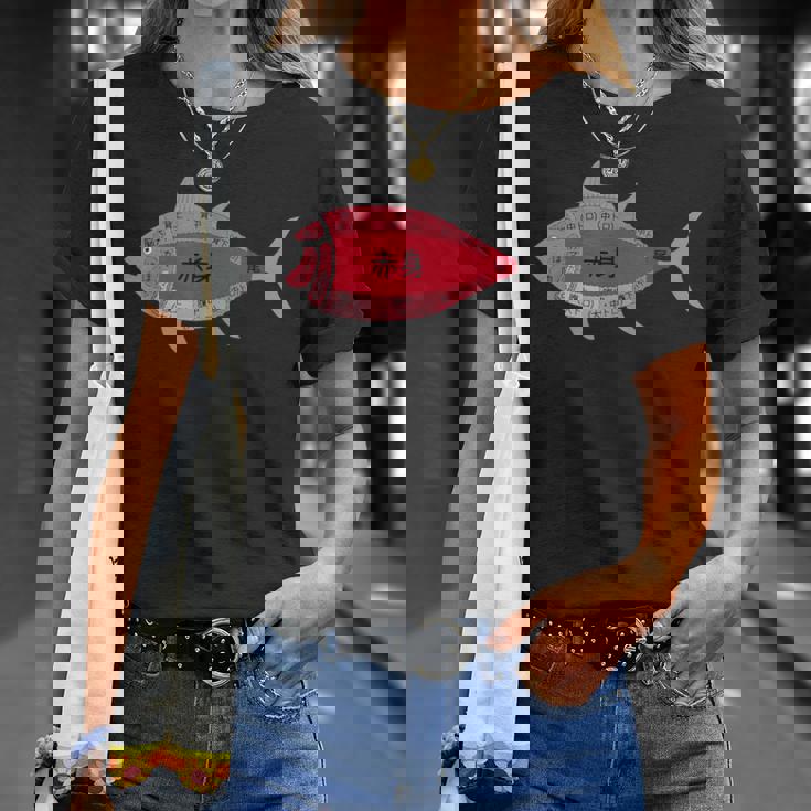 【マグロ部位】肉の部位 鮪 魚 寿司 釣り 水産 漁師 鮨 まぐろ 定食 部位 おもしろ 面白い ネタ ウケ狙い Tシャツ 彼女への贈り物