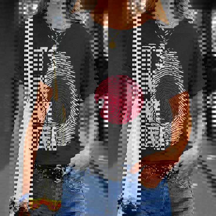 おかしな It's In My Dna 日本国旗 指紋 Tシャツ 彼女への贈り物