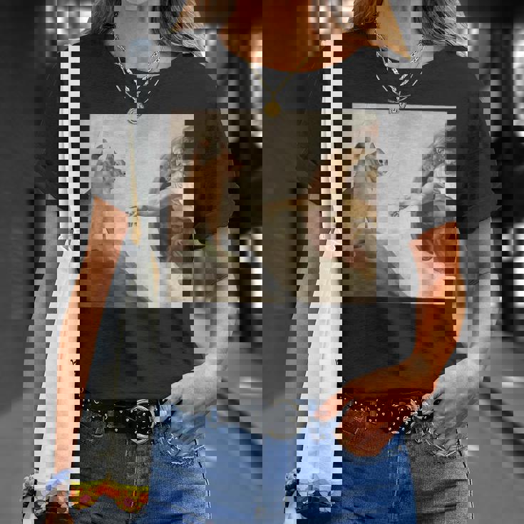 おかしな猫 神 創造 アダム ミーム イエス Tシャツ 彼女への贈り物