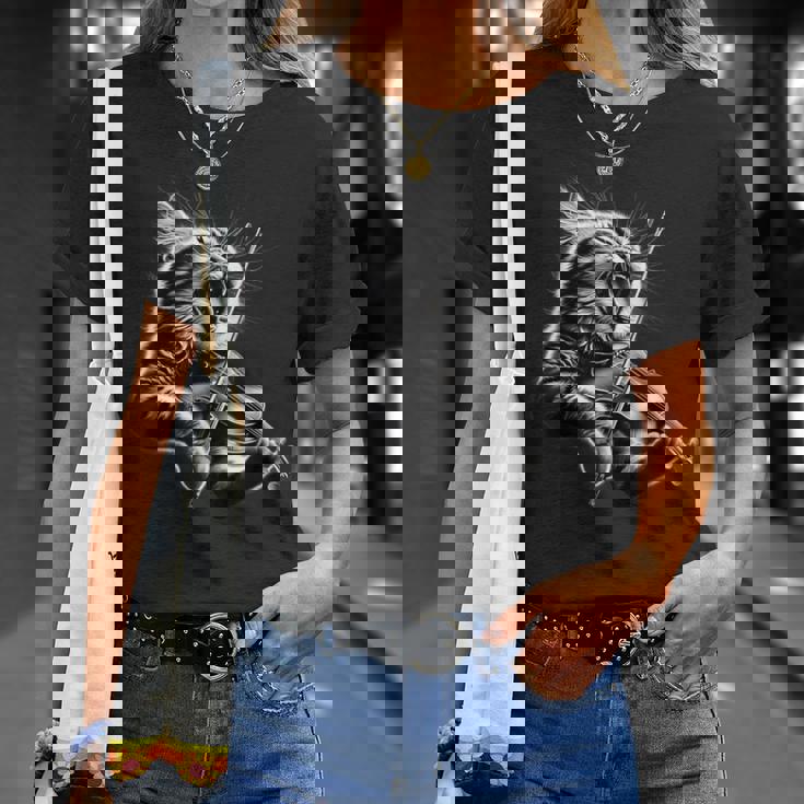 おもしろオーケストラ ミュージシャン バイオリニスト ロックキャット 演奏 バイオリン Tシャツ 彼女への贈り物