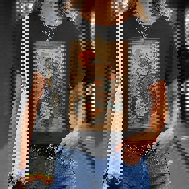 おもしろ寿司 侍猫 道場 夕日 浮世絵 漫画 漢字アート Tシャツ 彼女への贈り物