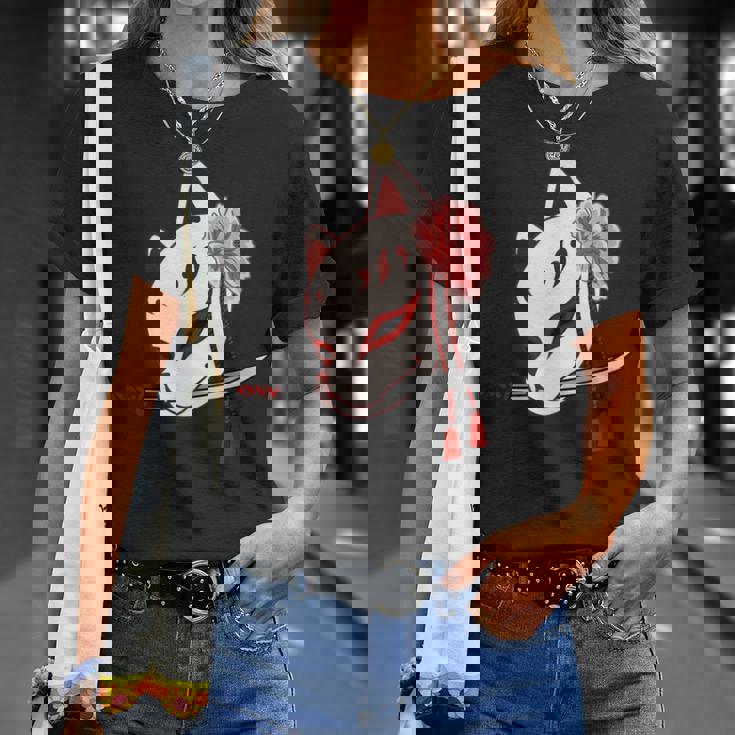 かたな付きキツネマスク Tシャツ 彼女への贈り物