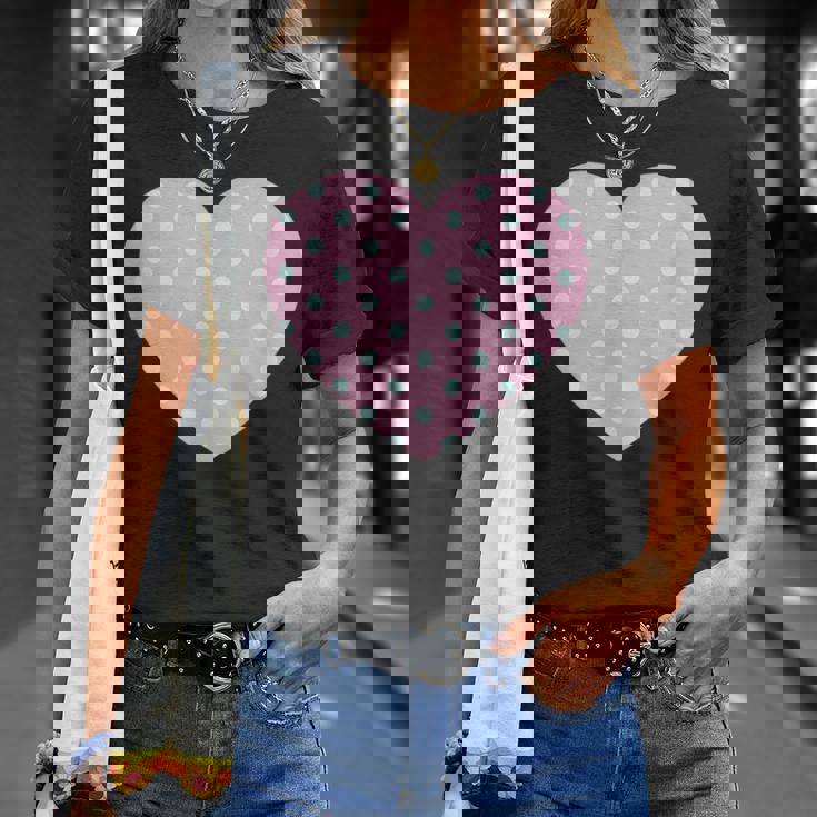 かわいい ライトブルー ピンク 水玉模様 ミニマリスト グラフィック Tシャツ 彼女への贈り物