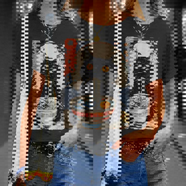 かわいい 猫 食べる ラーメン 麺 面白い アニメ Tシャツ 彼女への贈り物