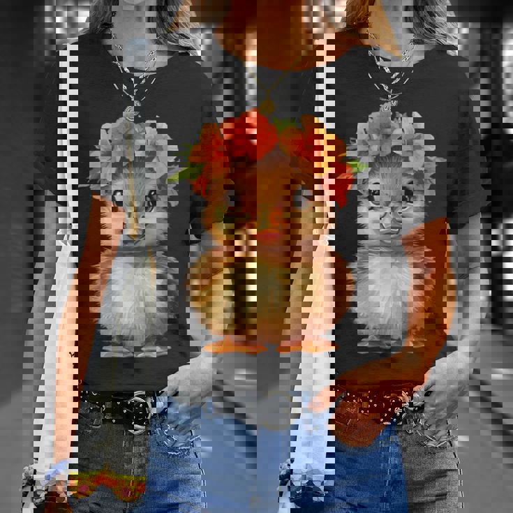 かわいいアヒルの子と花冠 Tシャツ 彼女への贈り物