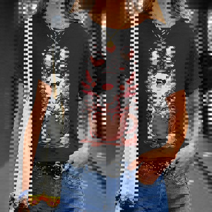 かわいいウーパールートル ホット チョコレート マシュマロ チョコレート ウーパールーパー Tシャツ 彼女への贈り物