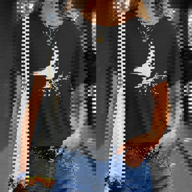 かわいいオカメインコのシルエットハート 鳥好きの方に Tシャツ 彼女への贈り物