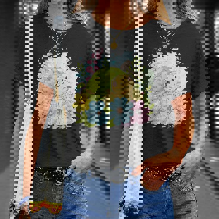 かわいいカメの花 I キッズ 亀 Tシャツ 彼女への贈り物