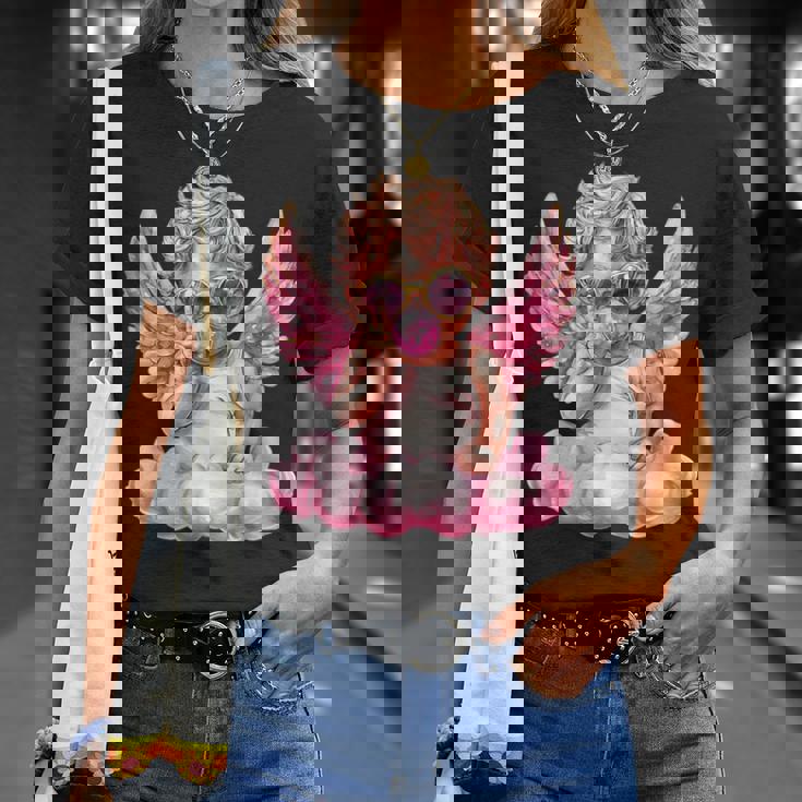 かわいいキューピッド吹くバブルガムサングラスバレンタインデー。 Tシャツ 彼女への贈り物