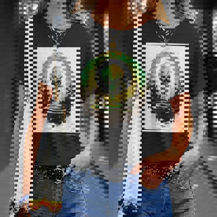 かわいいグリーンエイリアンヘッドufoスペースフェイス Tシャツ 彼女への贈り物