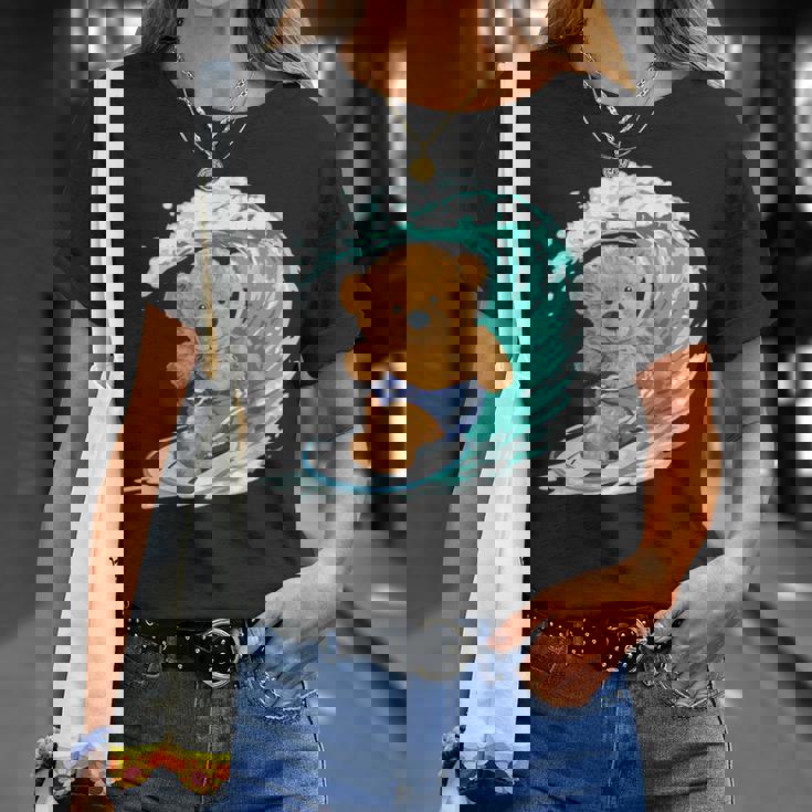 かわいいサーファーのテディベア。 Tシャツ 彼女への贈り物