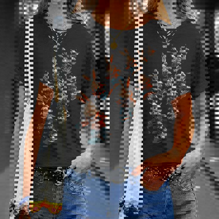 かわいいスノーボードウサギの漫画アート Tシャツ 彼女への贈り物