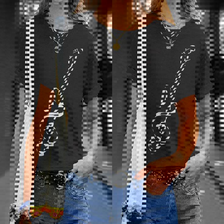 かわいいノートギターの形 Tシャツ 彼女への贈り物