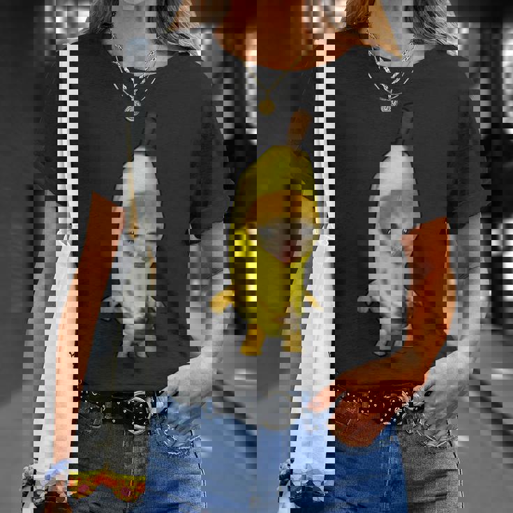 かわいいバナナ猫 ハッピーバナナキャットミーム キティ 猫好きミーム Tシャツ 彼女への贈り物