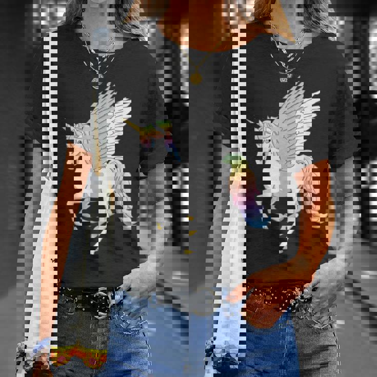 かわいいペガコーン フライングホース レインボー ユニコーン ペガサス Tシャツ 彼女への贈り物