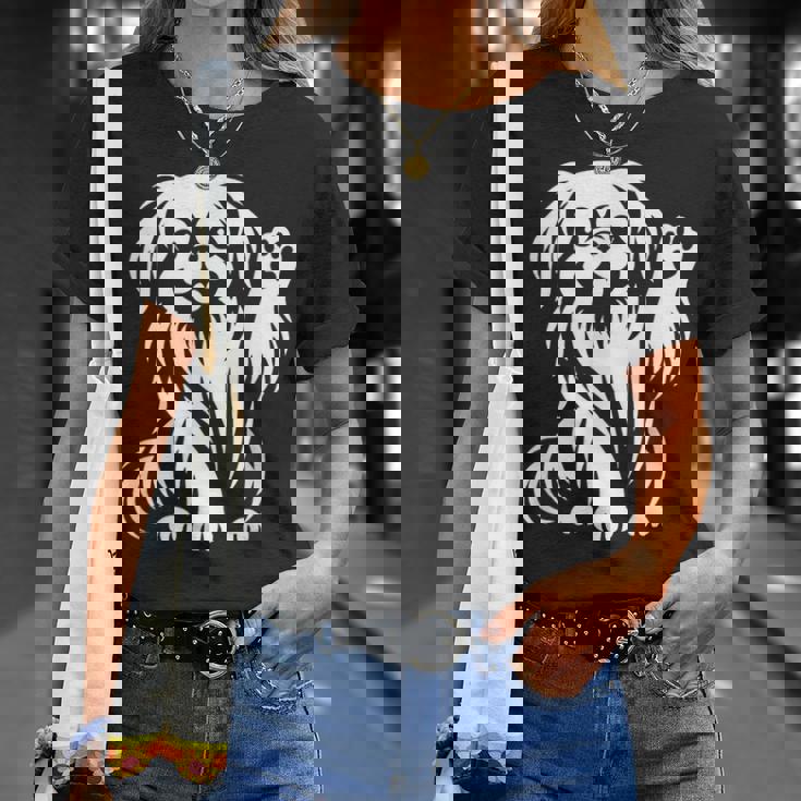 かわいいペキニーズ ハート足犬グラフィック デザイン Tシャツ 彼女への贈り物