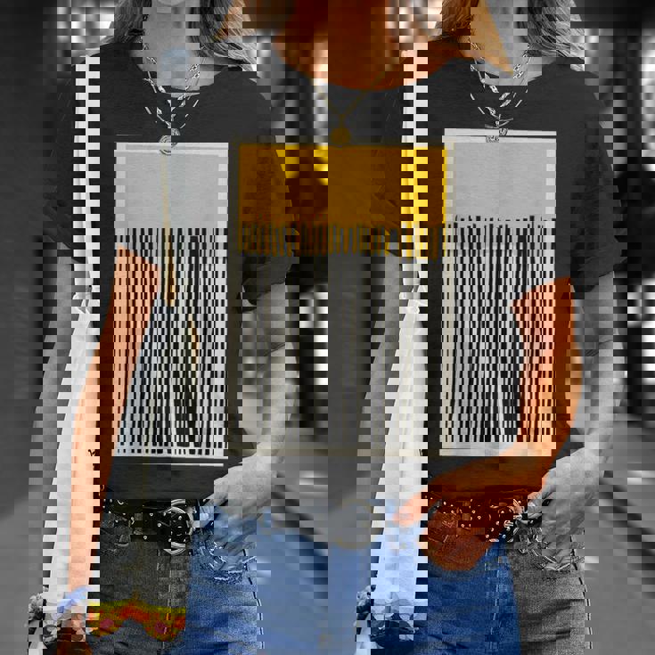 かわいいボーホーシックミニマリスト イエローベージュ ブラックラインストライプ Tシャツ 彼女への贈り物