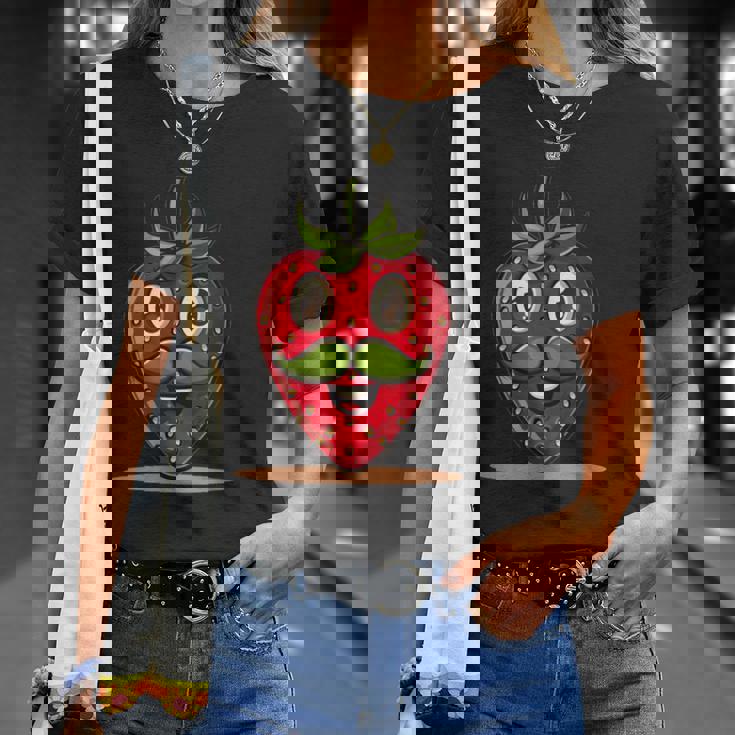 かわいい口ひげストロベリーコスチューム Tシャツ 彼女への贈り物