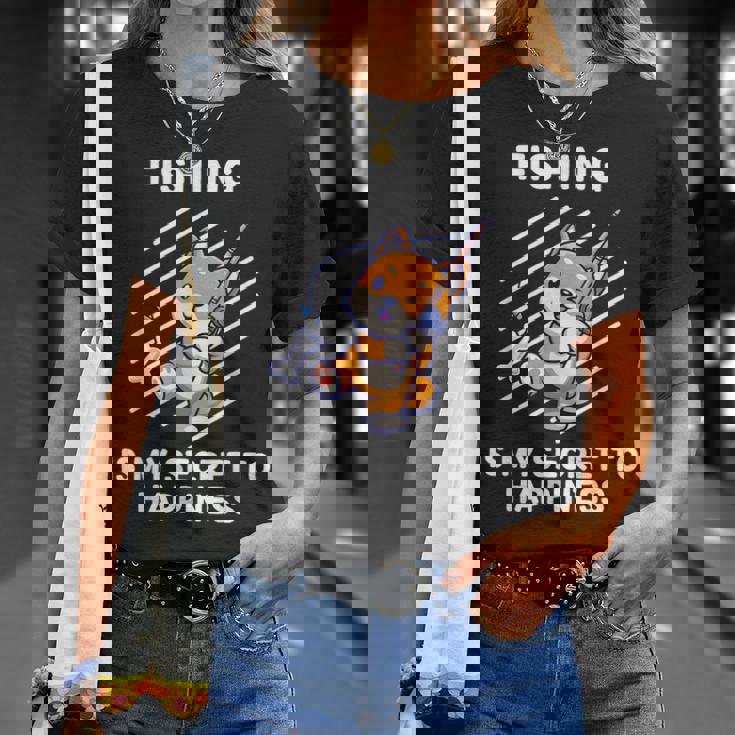 かわいい柴犬 釣りは幸せの秘密 柴犬 Tシャツ 彼女への贈り物