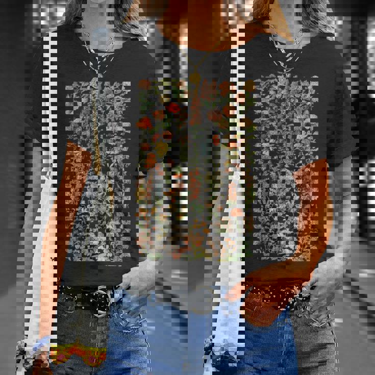 かわいい花 ビンテージ ボタニカル 花のイラスト Tシャツ 彼女への贈り物