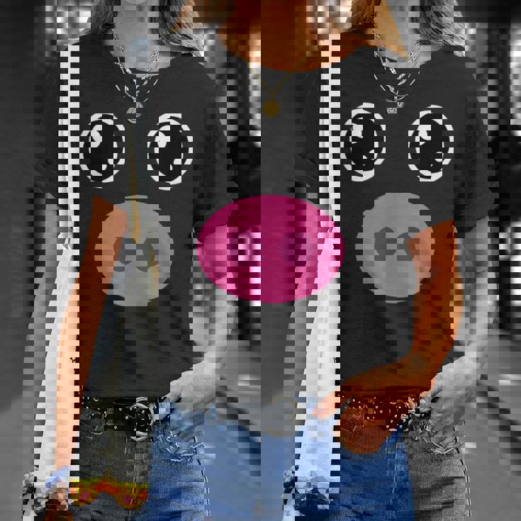 かわいい豚の顔 ピンクの鼻 面白い動物愛好家コスチューム Tシャツ 彼女への贈り物