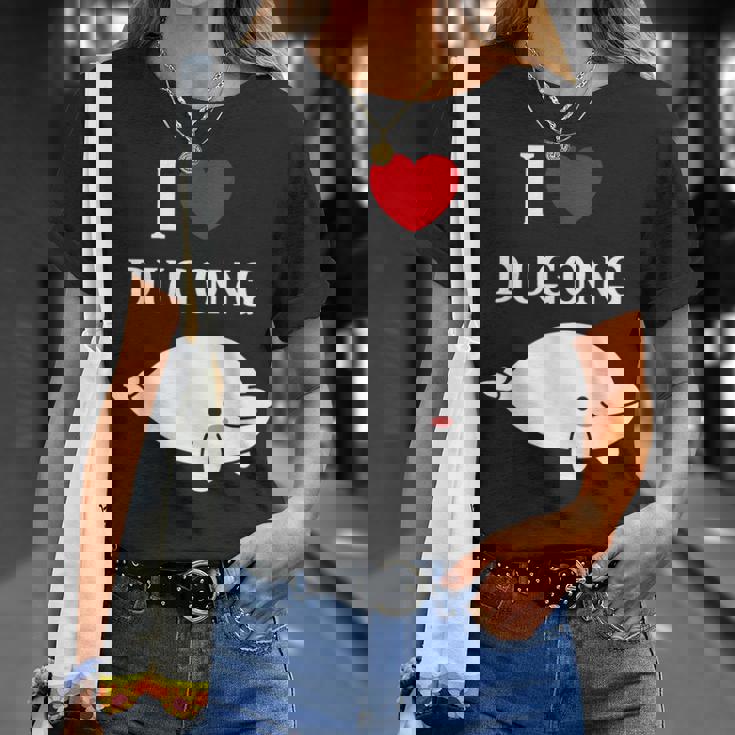 かわいい面白いシンプルなジュゴンの魚を引用します。 I Love Dugong Tシャツ 彼女への贈り物