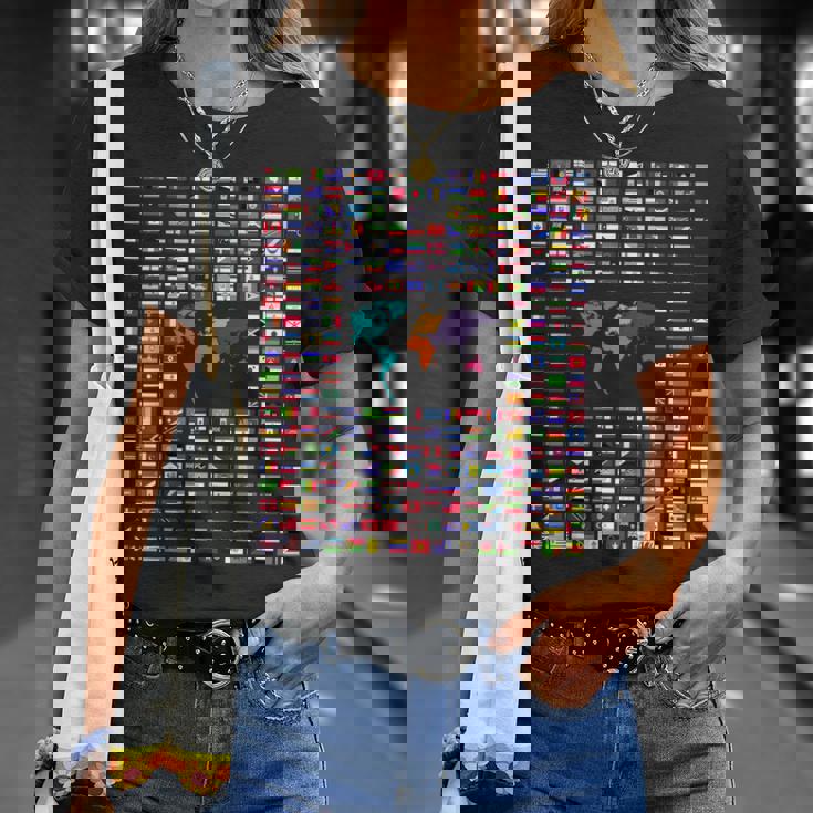 すべての国 世界の国旗 287 国旗 国際 Tシャツ 彼女への贈り物