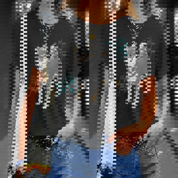 つぶらな瞳で見つめる黒柴 Tシャツ 彼女への贈り物