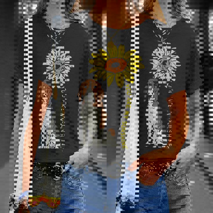 ひまわり サンシャイン ビーグル 動物 ペット ハウンド 犬 恋人 ギフト Tシャツ 彼女への贈り物