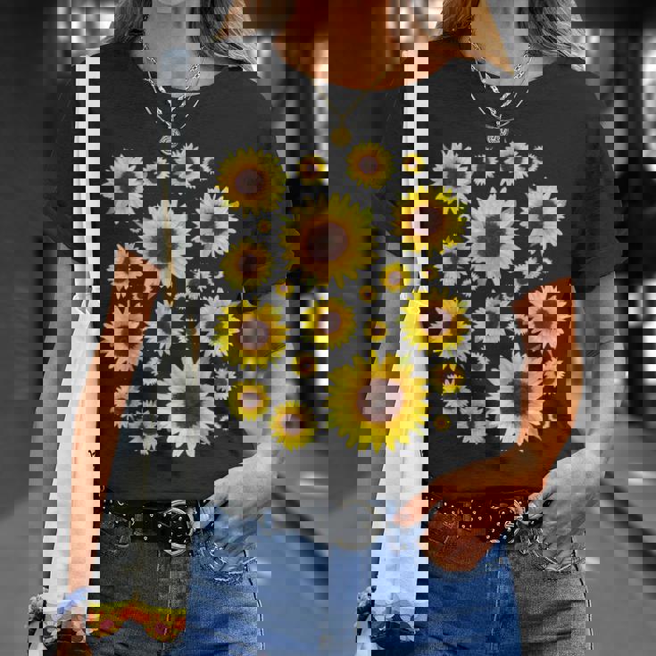 ひまわり 花柄 花 シンプル ポジティブ 夏 グラフィック Tシャツ 彼女への贈り物