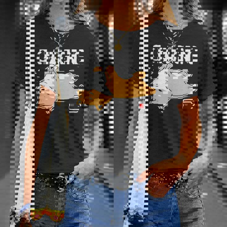 やる気スイッチ故障中 充電中 犬 柴犬 犬好き かわいい おもしろ 面白い Tシャツ 彼女への贈り物