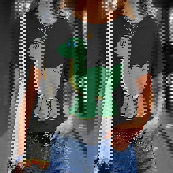 ゆるい恐竜のキャラクターイラスト_ブラキオサウルス Tシャツ 彼女への贈り物