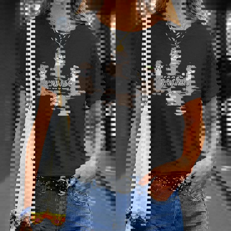 ゆるカワウソさん まるくん『あつまれ！』【 No102 】コツメカワウソ Tシャツ 彼女への贈り物