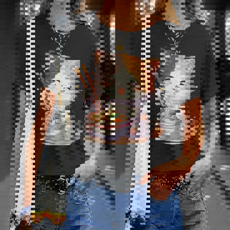 わがまま猫 ねこ ラーメン好き かわいい おもしろ マンガ Tシャツ 彼女への贈り物