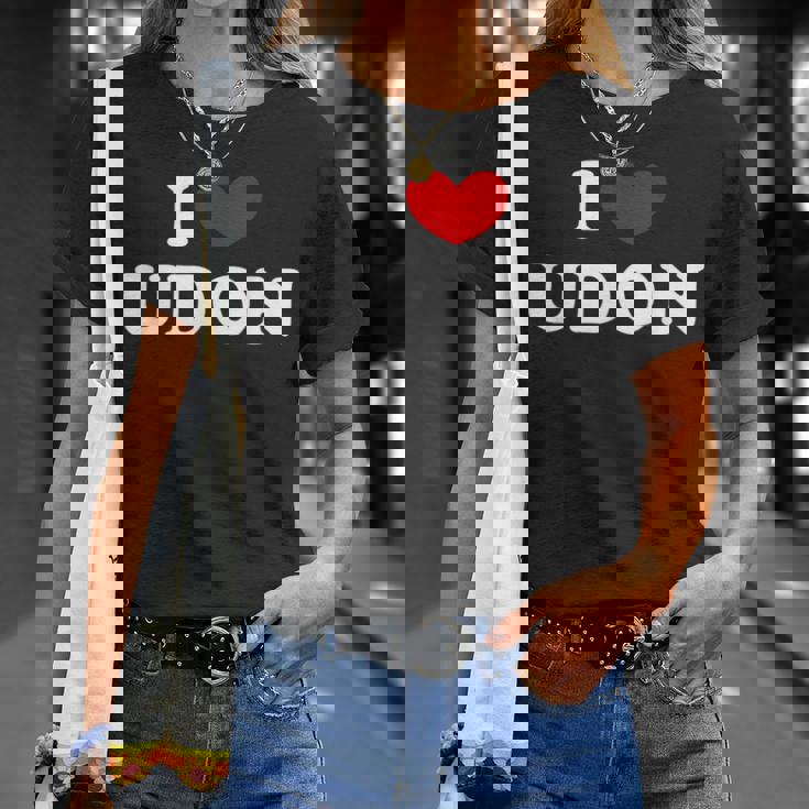 アイラブうどん アイハートうどん Tシャツ 彼女への贈り物