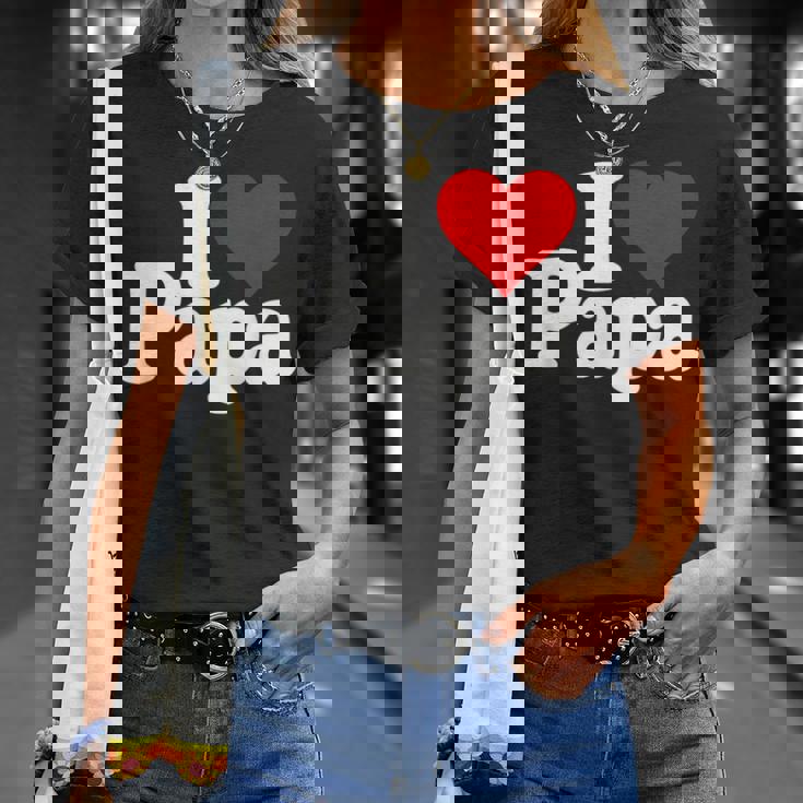 アイラブハートパパ父の日パパパパ Tシャツ 彼女への贈り物