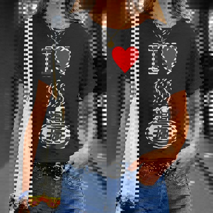 アイラブ・湯 イラスト【温泉】お風呂 マーク 銭湯 記号 ハート お土産 旅行 メッセージ・面白い デザイン Tシャツ 彼女への贈り物