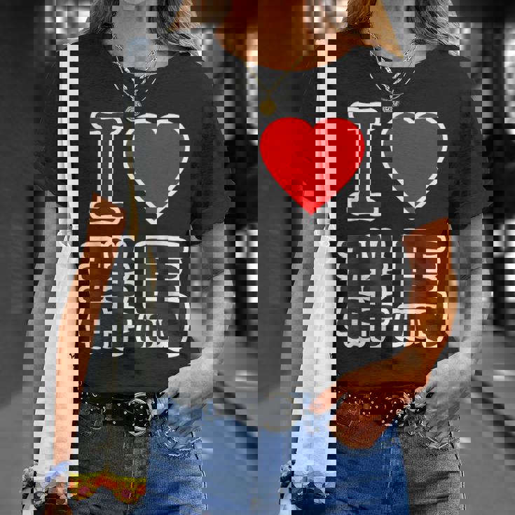 アイラブ・群馬（I Love ハート）Big 大きな文字 ハート【47都道府県】ジモtティ 旅行お土産 面白 Tシャツ 彼女への贈り物